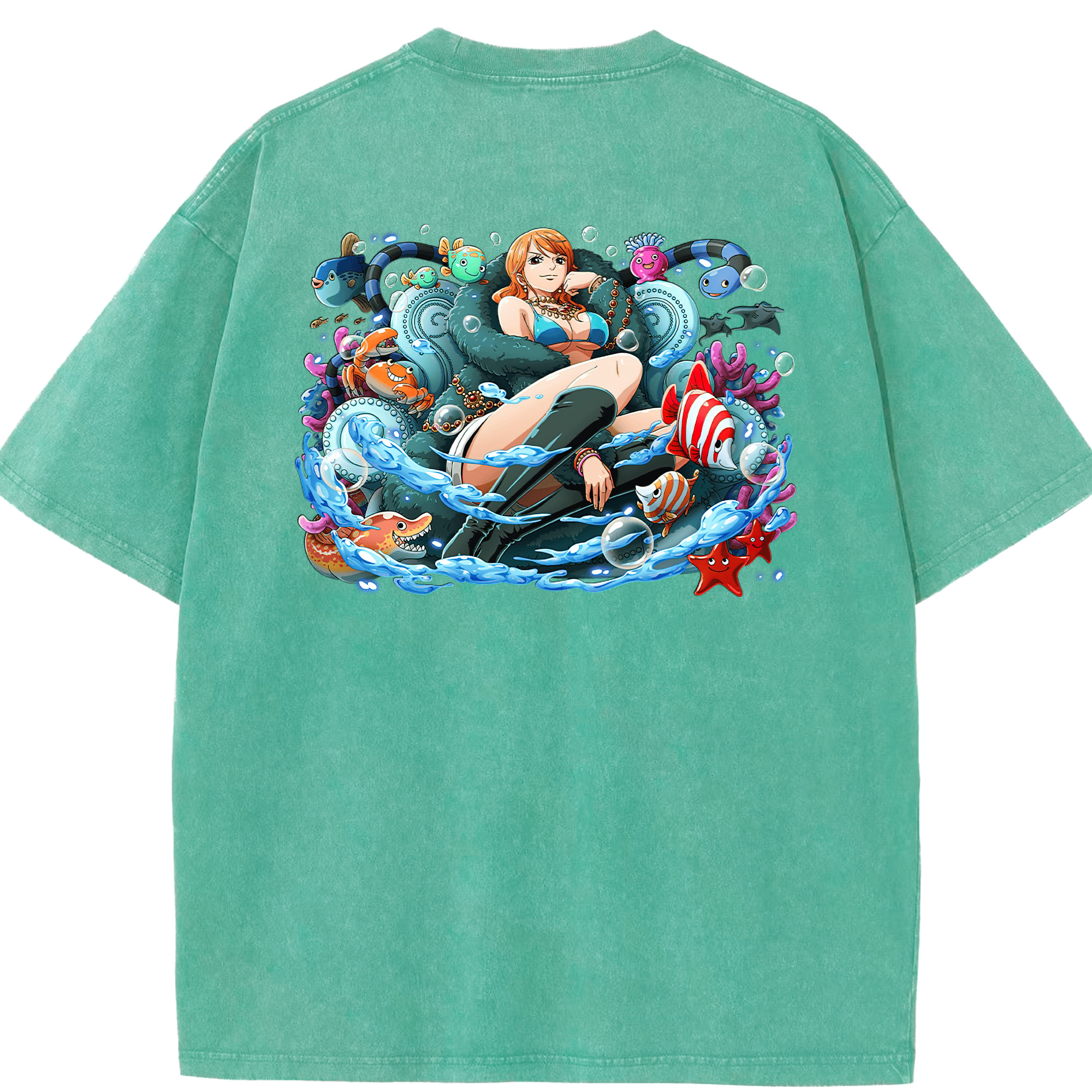 ワンピース ナミ ONE PIECE Nami 綿100% ヴィンテージ風 半袖Tシャツ（背面プリント）